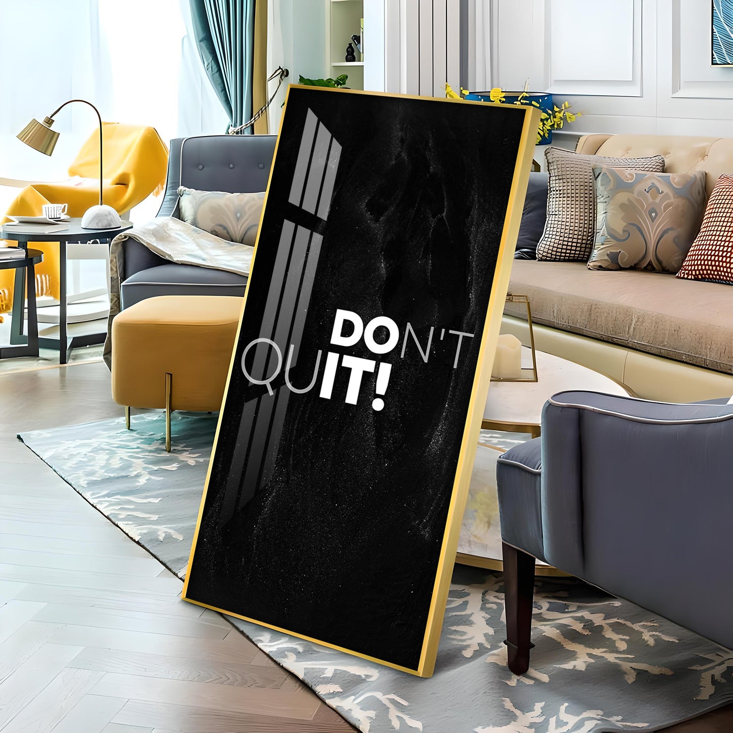 Don't Quit Motivational Glass Finish Vertical Wall Art