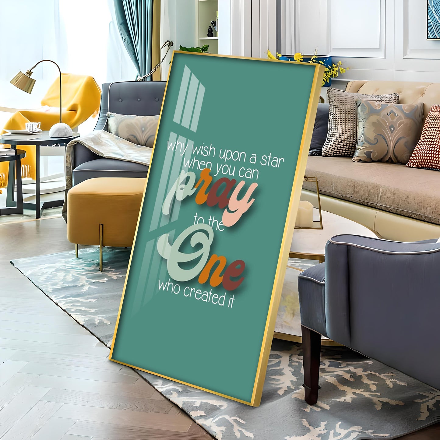 Pray To The One Motivational Glass Finish Vertical Wall Art