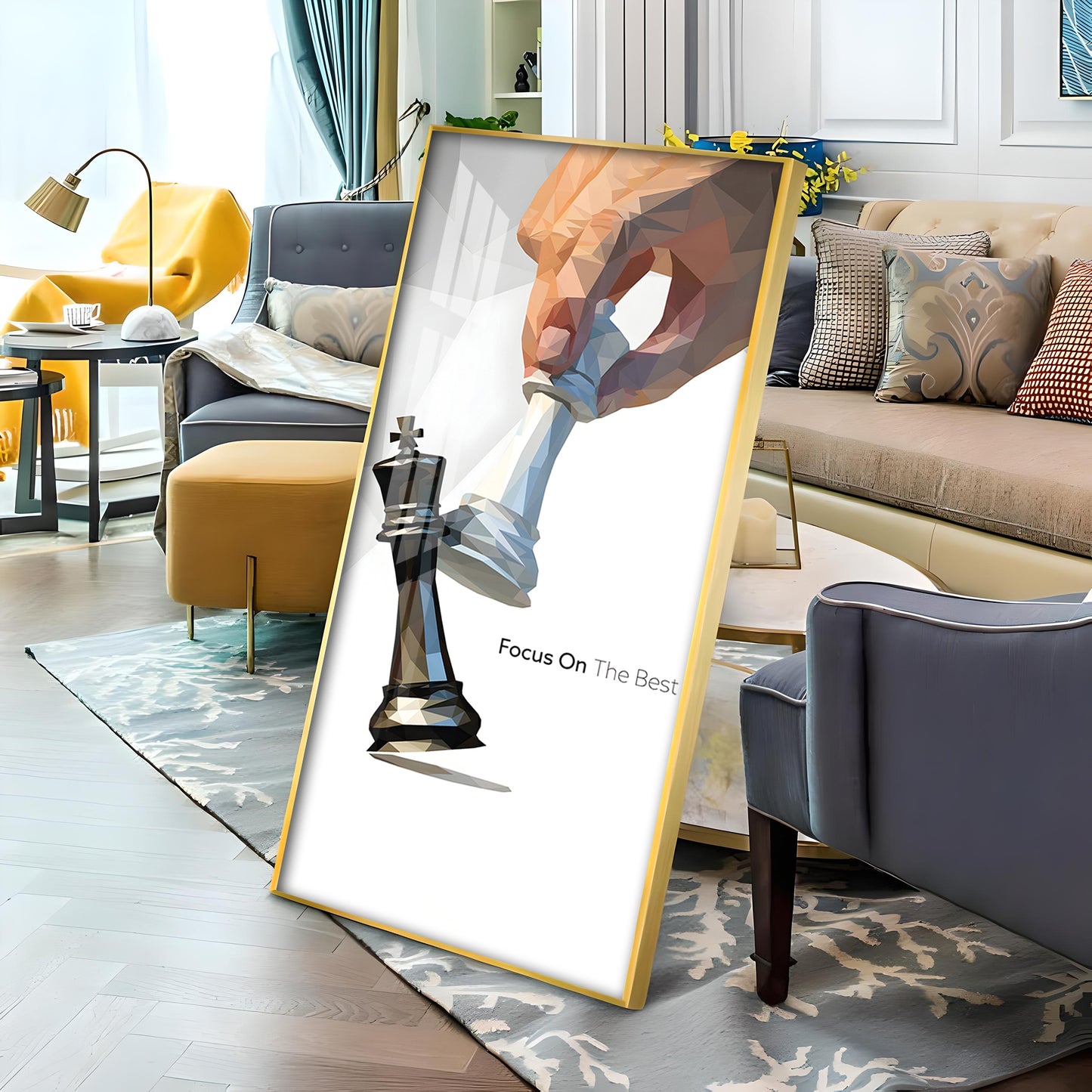 Focus On The Best Motivational Glass Finish Vertical Wall Art