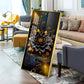 Surreal Black Flower Glass Finish Vertical Wall Art