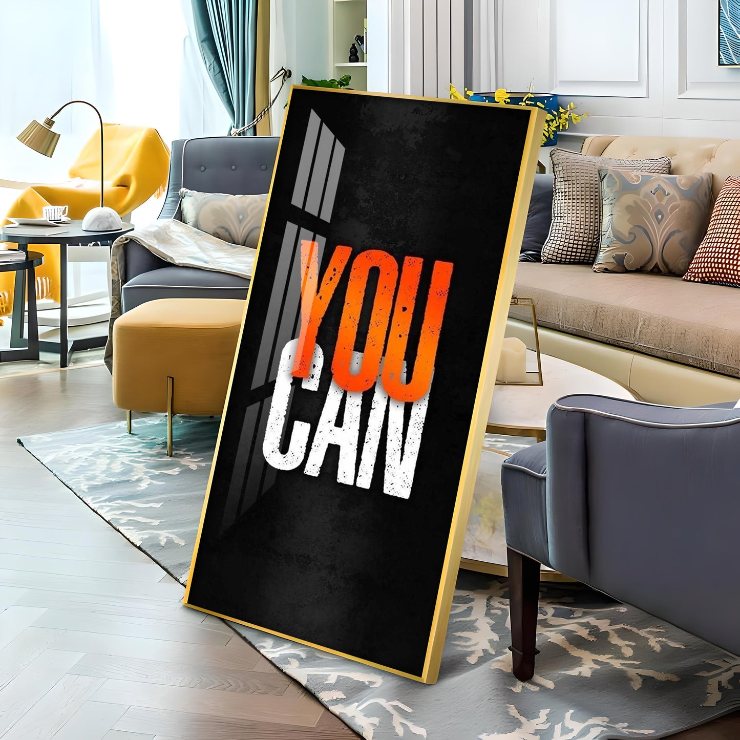 You Can Motivational Glass Finish Vertical Wall Art
