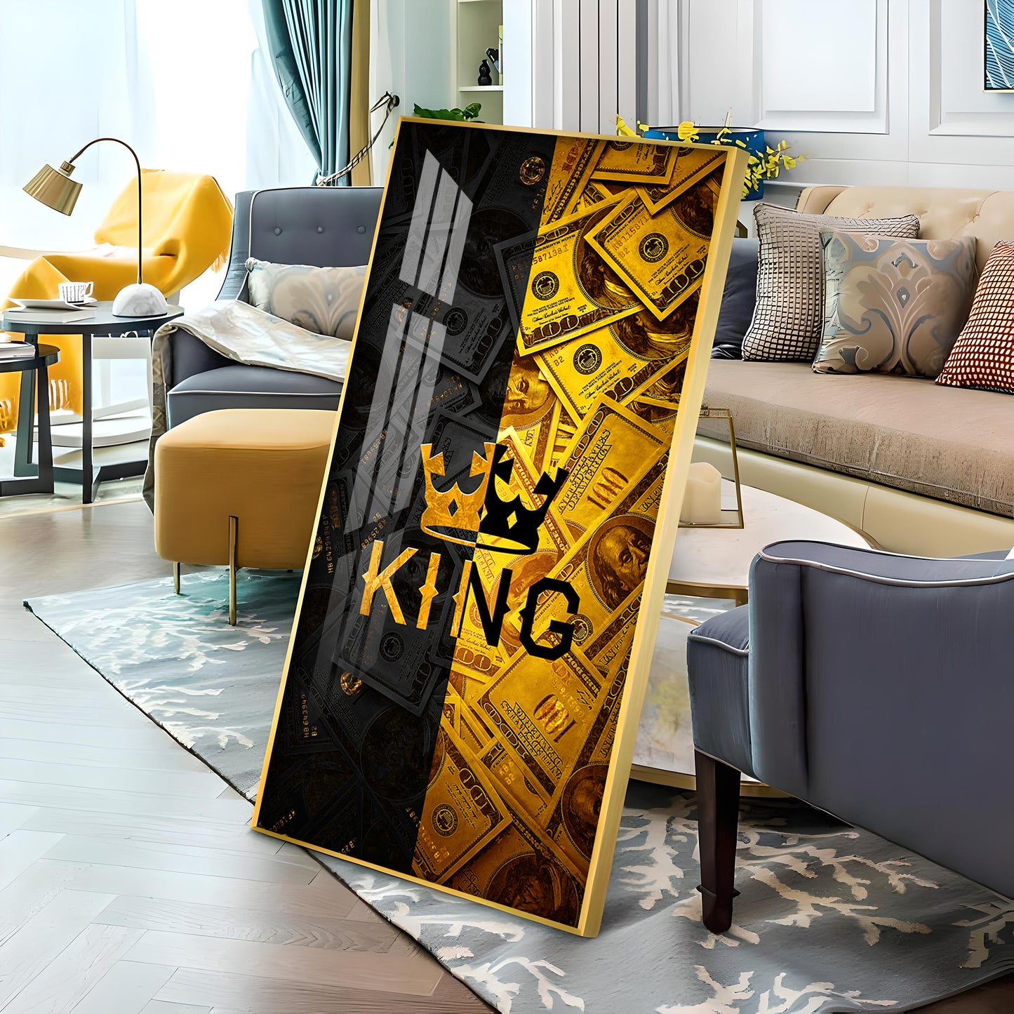King Motivational Glass Finish Vertical Wall Art