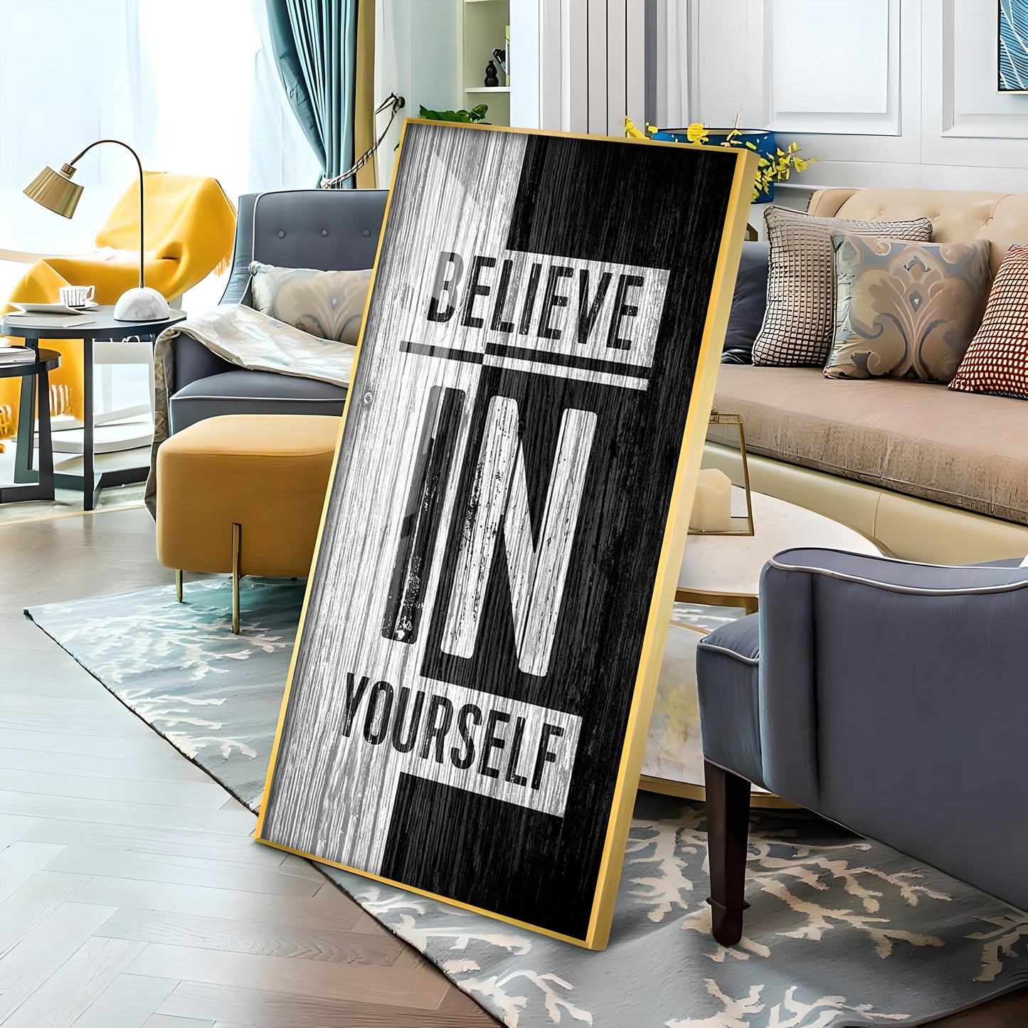 Believe In Yourself Motivational Glass Finish Vertical Wall Art