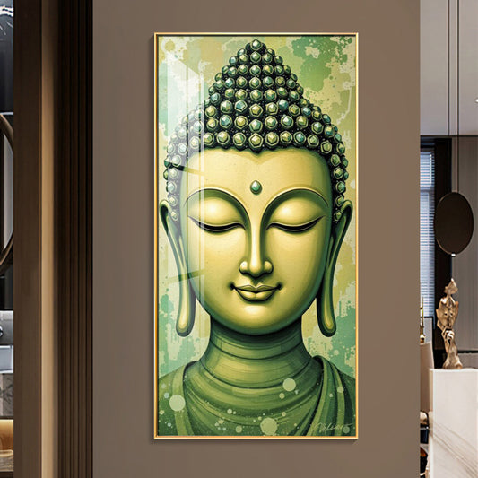 Budha Surreal portrayal Glass Finish Vertical Wall Art