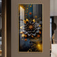 Surreal Black Flower Glass Finish Vertical Wall Art