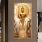 Meditating Budha With Alpha Elephant Glass Finish Vertical Wall Art