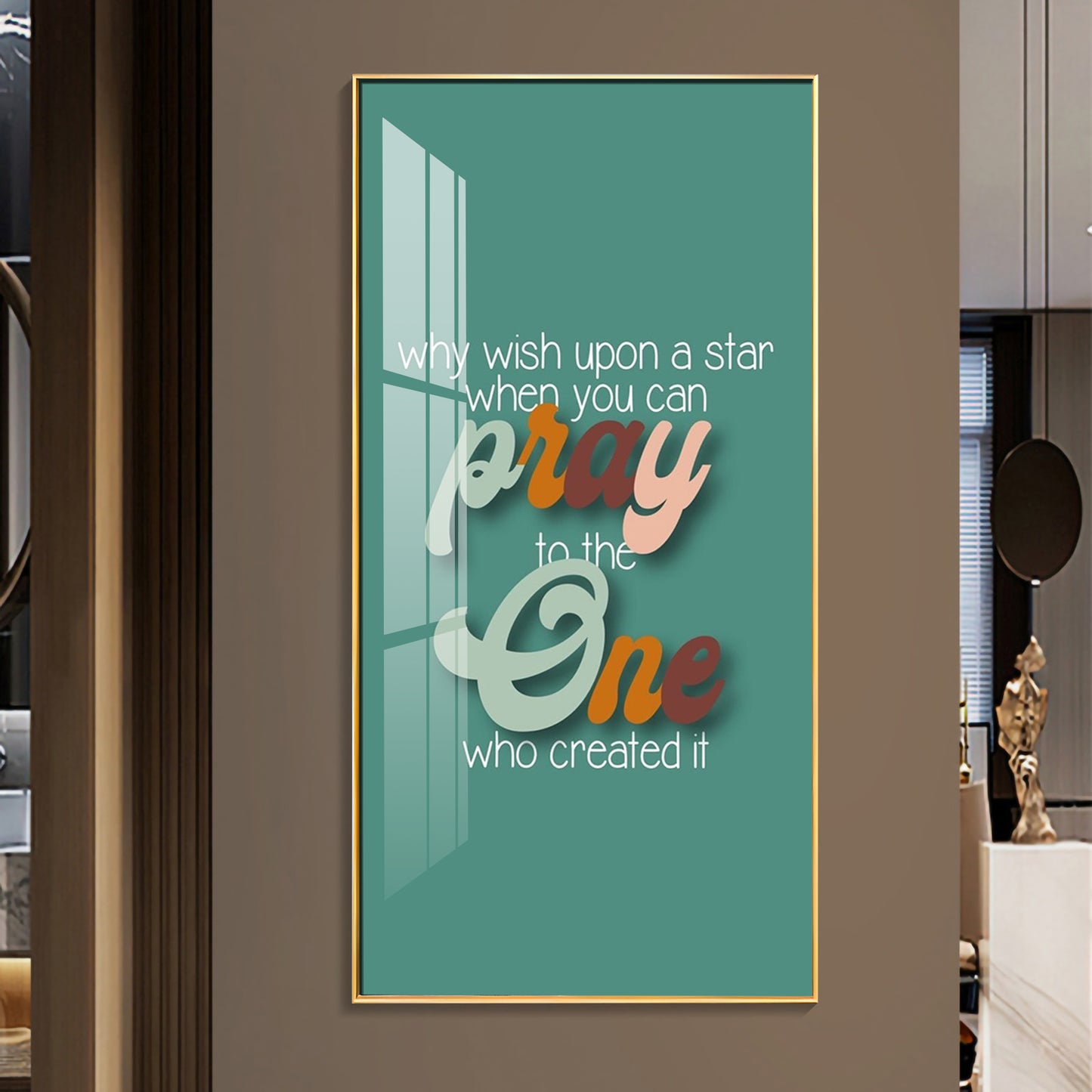 Pray To The One Motivational Glass Finish Vertical Wall Art
