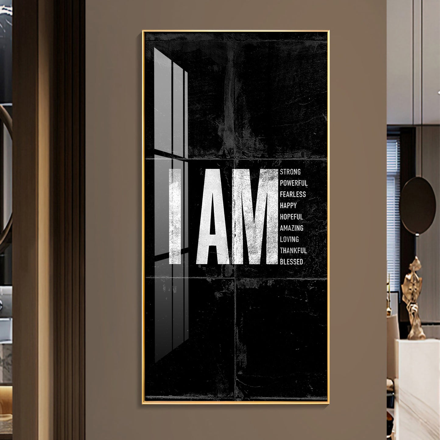 Clean Lines Motivational Glass Finish Vertical Wall Art