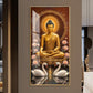 Meditating Budha With Swarn Glass Finish Vertical Wall Art