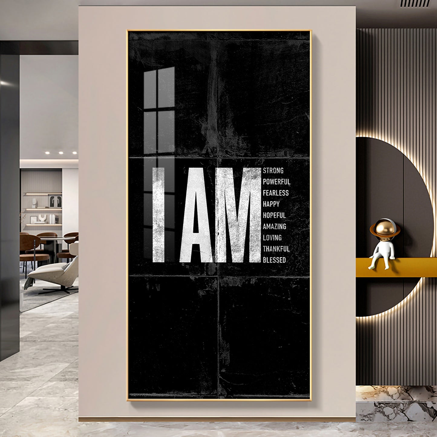 Clean Lines Motivational Glass Finish Vertical Wall Art