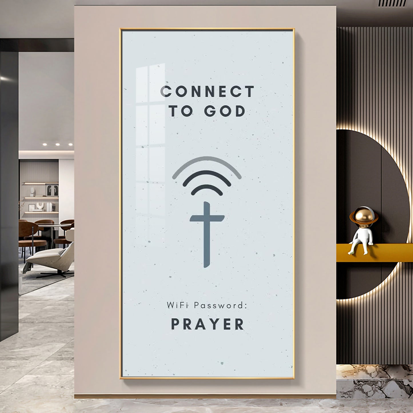 Connect To God Motivational Glass Finish Vertical Wall Art