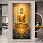 Golden Budha's Aura Glass Finish Vertical Wall Art