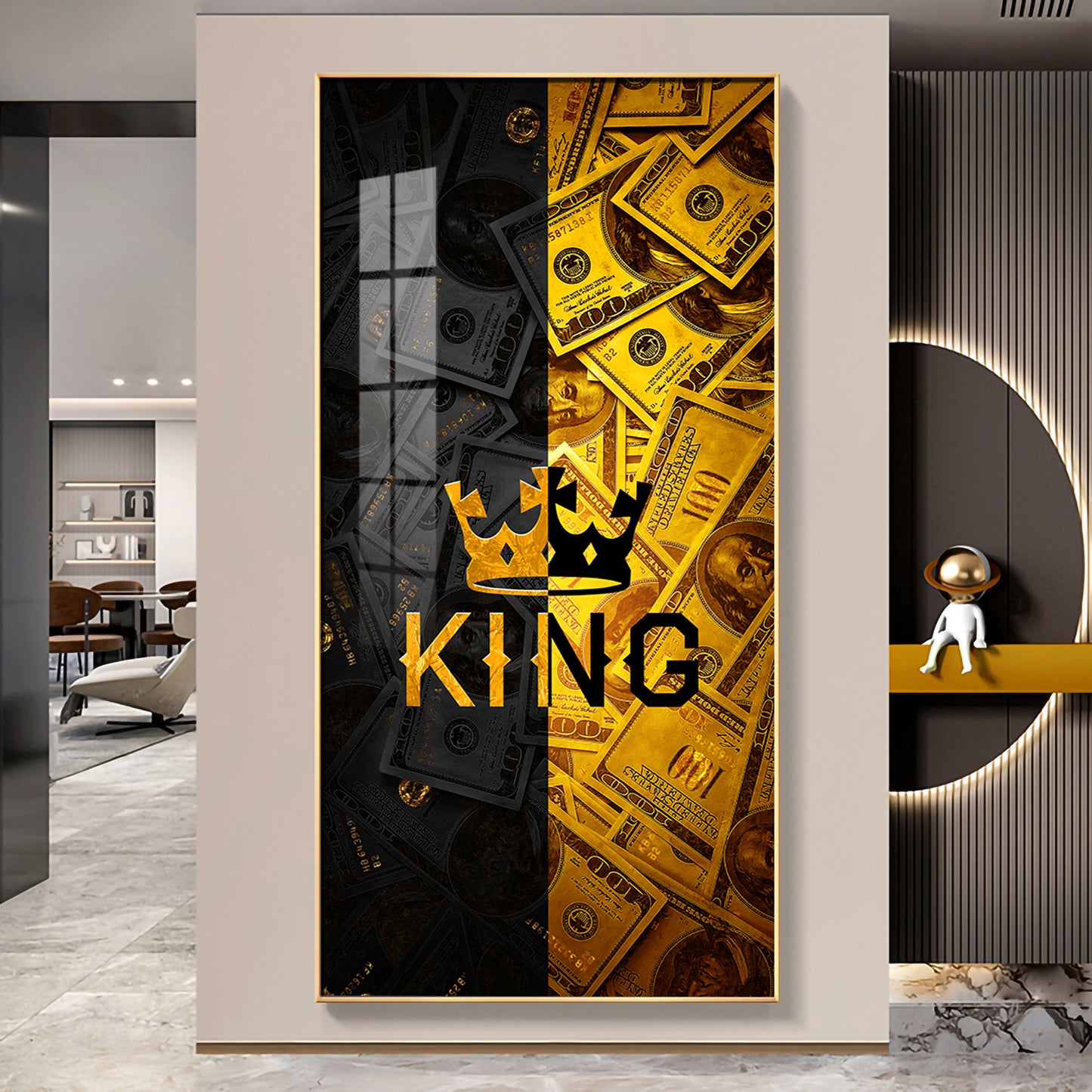 King Motivational Glass Finish Vertical Wall Art