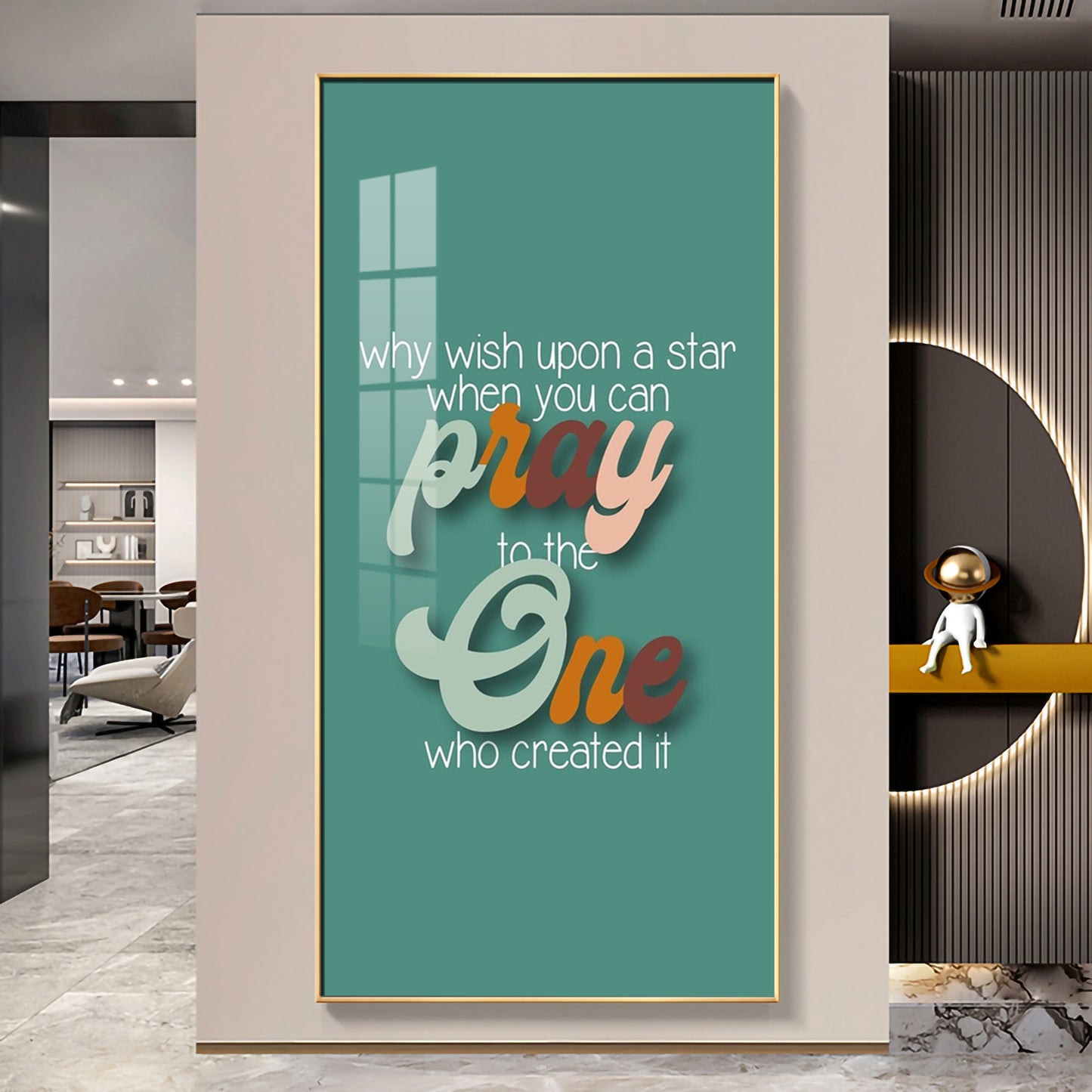 Pray To The One Motivational Glass Finish Vertical Wall Art