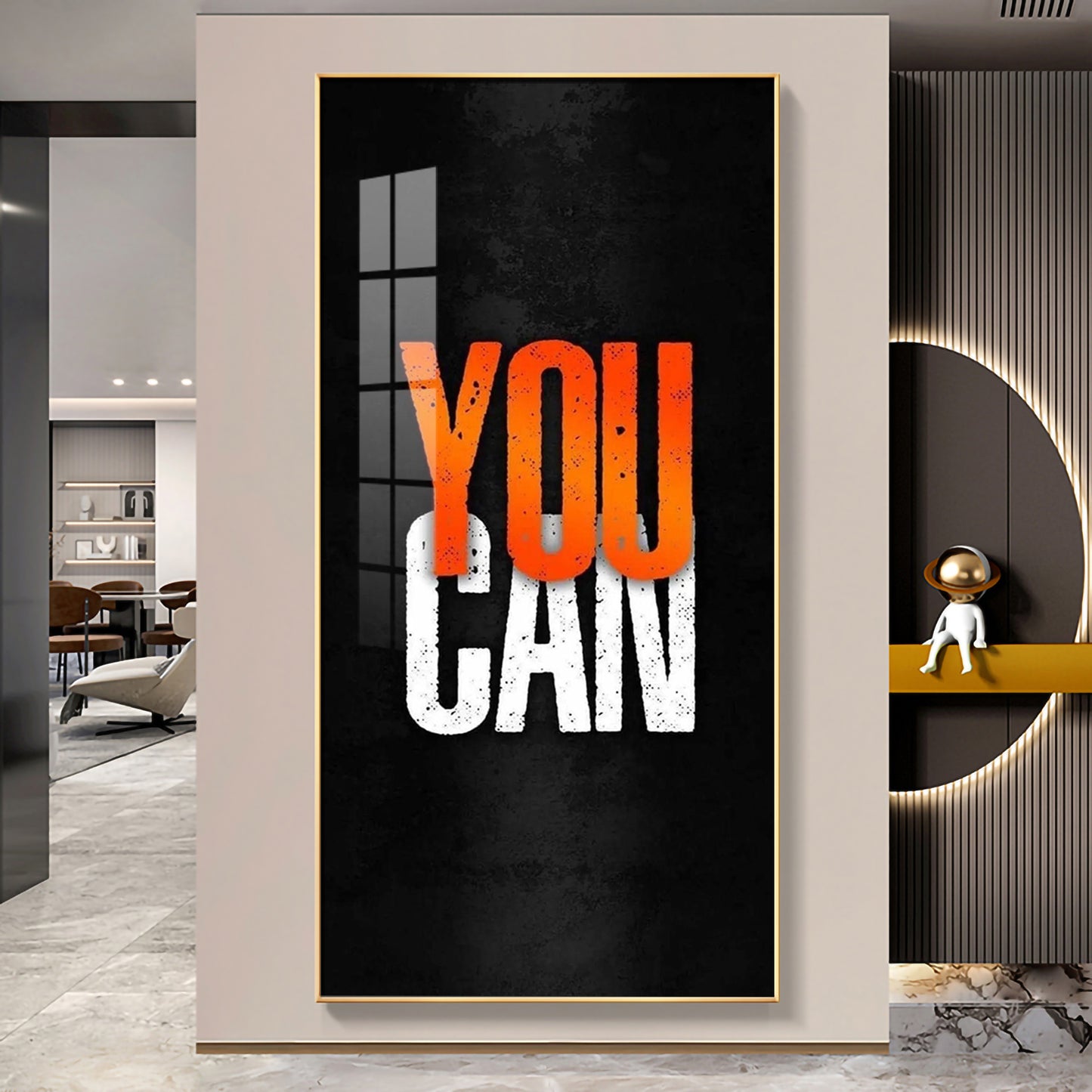 You Can Motivational Glass Finish Vertical Wall Art