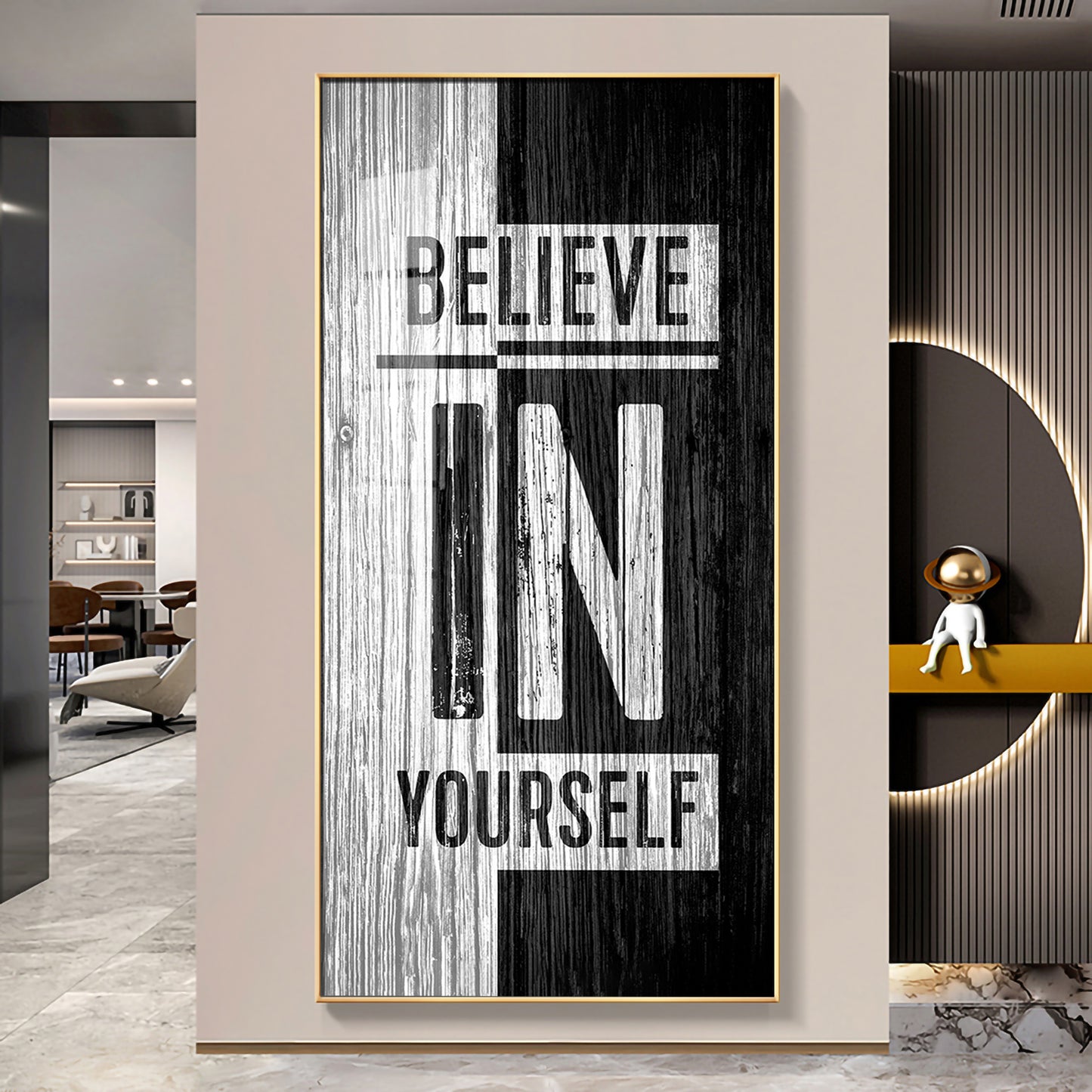 Believe In Yourself Motivational Glass Finish Vertical Wall Art