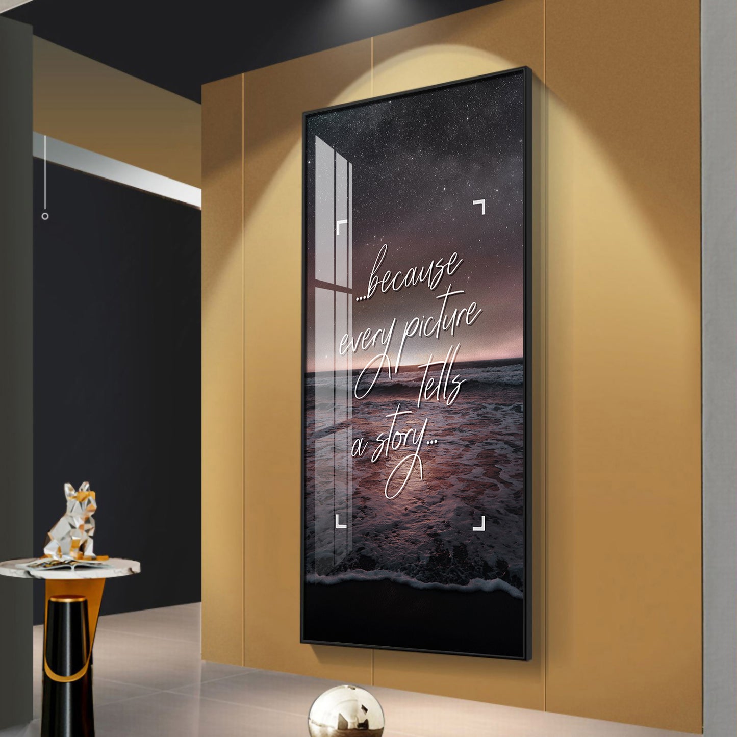 Because Every Picture Tells A Story Motivational Glass Finish Vertical Wall Art