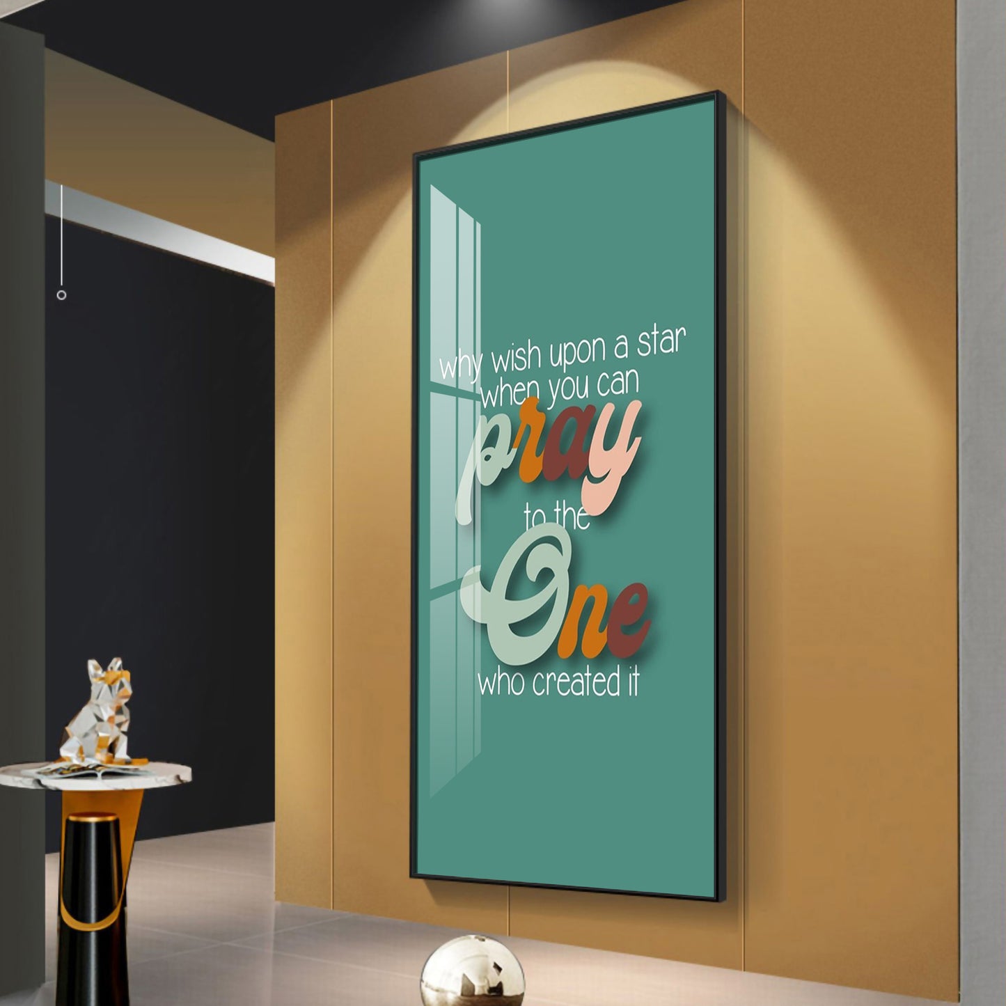 Pray To The One Motivational Glass Finish Vertical Wall Art