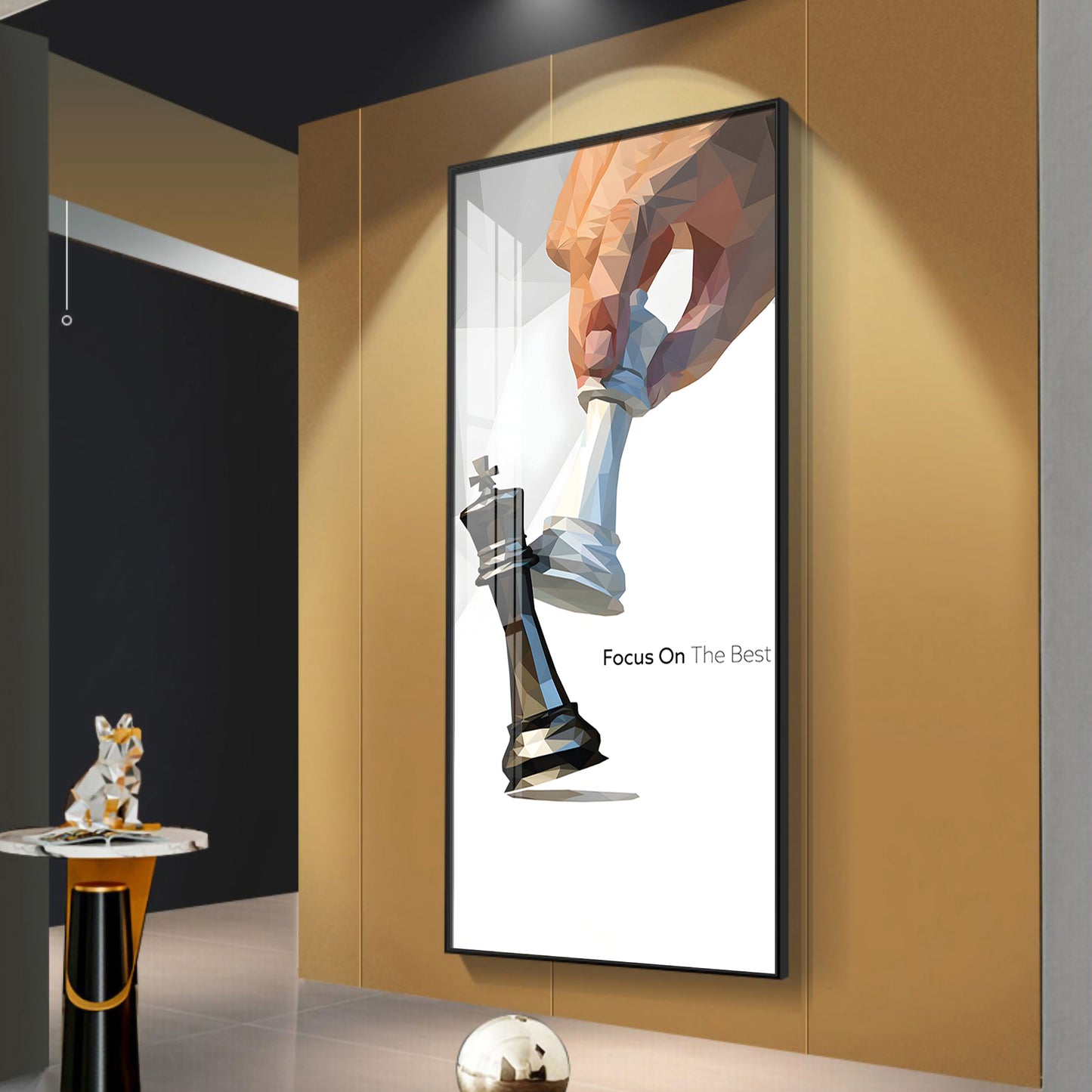 Focus On The Best Motivational Glass Finish Vertical Wall Art