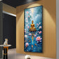 Meditating Budha With Lotus Glass Finish Vertical Wall Art