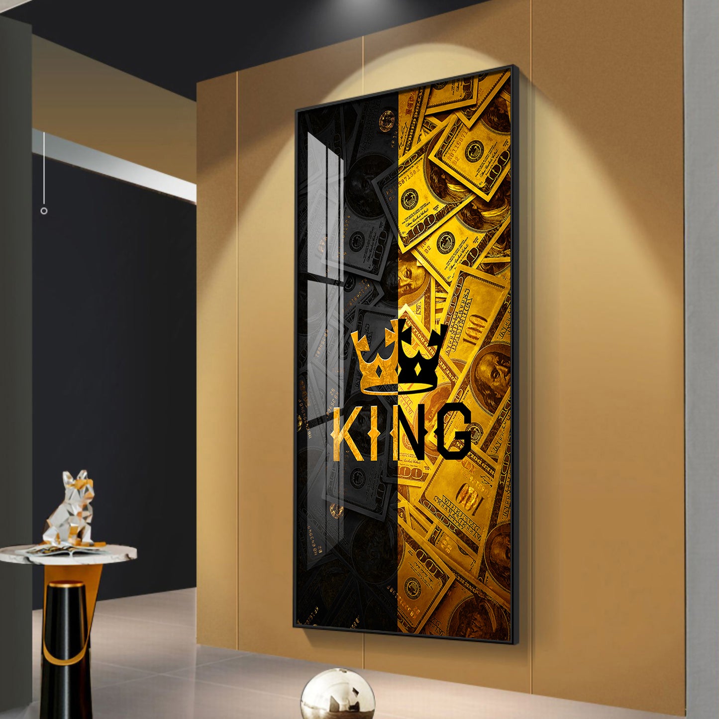 King Motivational Glass Finish Vertical Wall Art