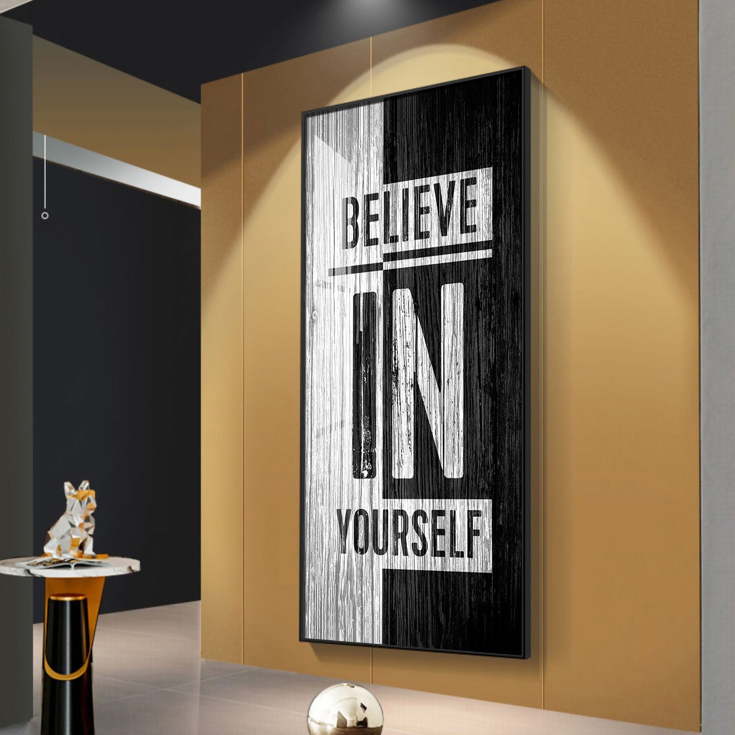 Believe In Yourself Motivational Glass Finish Vertical Wall Art