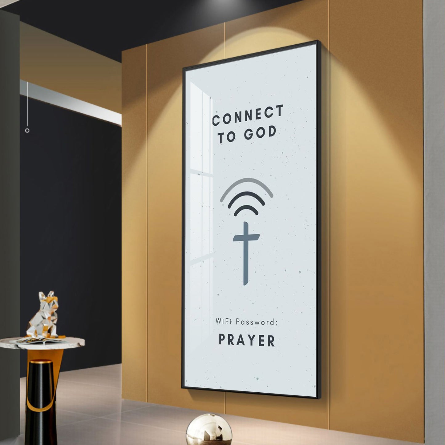Connect To God Motivational Glass Finish Vertical Wall Art