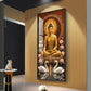 Meditating Budha With Swarn Glass Finish Vertical Wall Art