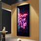 Never Give Up motivational Glass Finish Vertical Wall Art