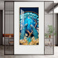 Peacock On Tree Branch Glass Finish Vertical Wall Art