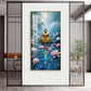 Meditating Budha With Lotus Glass Finish Vertical Wall Art