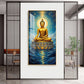 Calm Buddha In River Glass Finish Vertical Wall Art