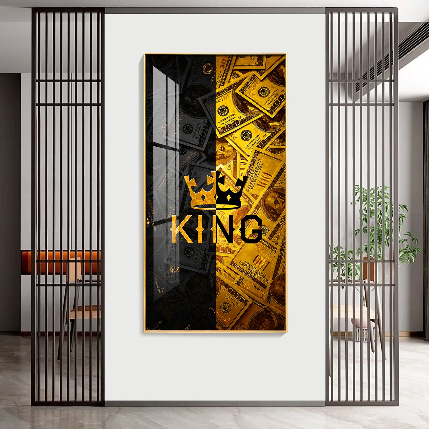 King Motivational Glass Finish Vertical Wall Art