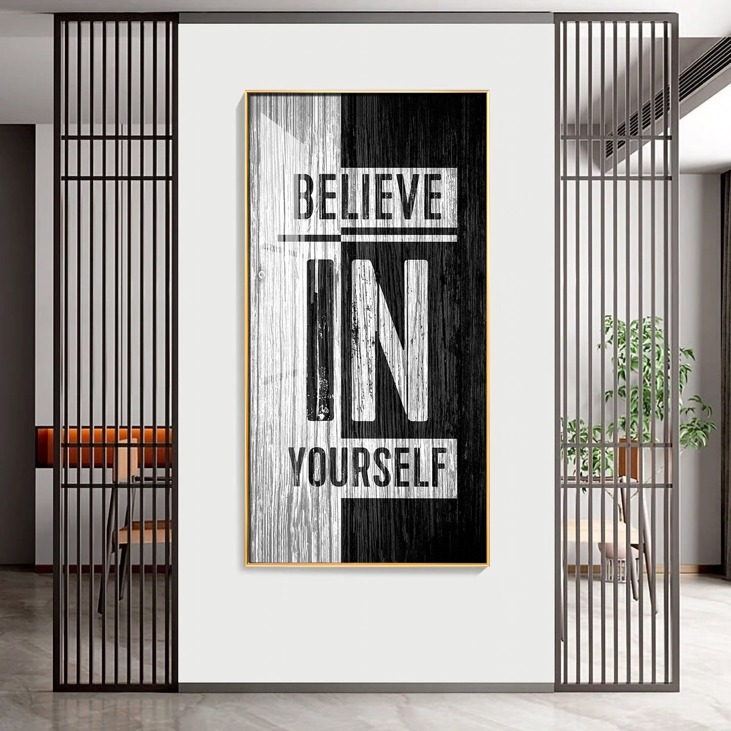 Believe In Yourself Motivational Glass Finish Vertical Wall Art
