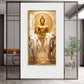 Meditating Budha With Alpha Elephant Glass Finish Vertical Wall Art