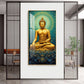 Golden Buddha's Energetic Wisdom Glass Finish Vertical Wall Art