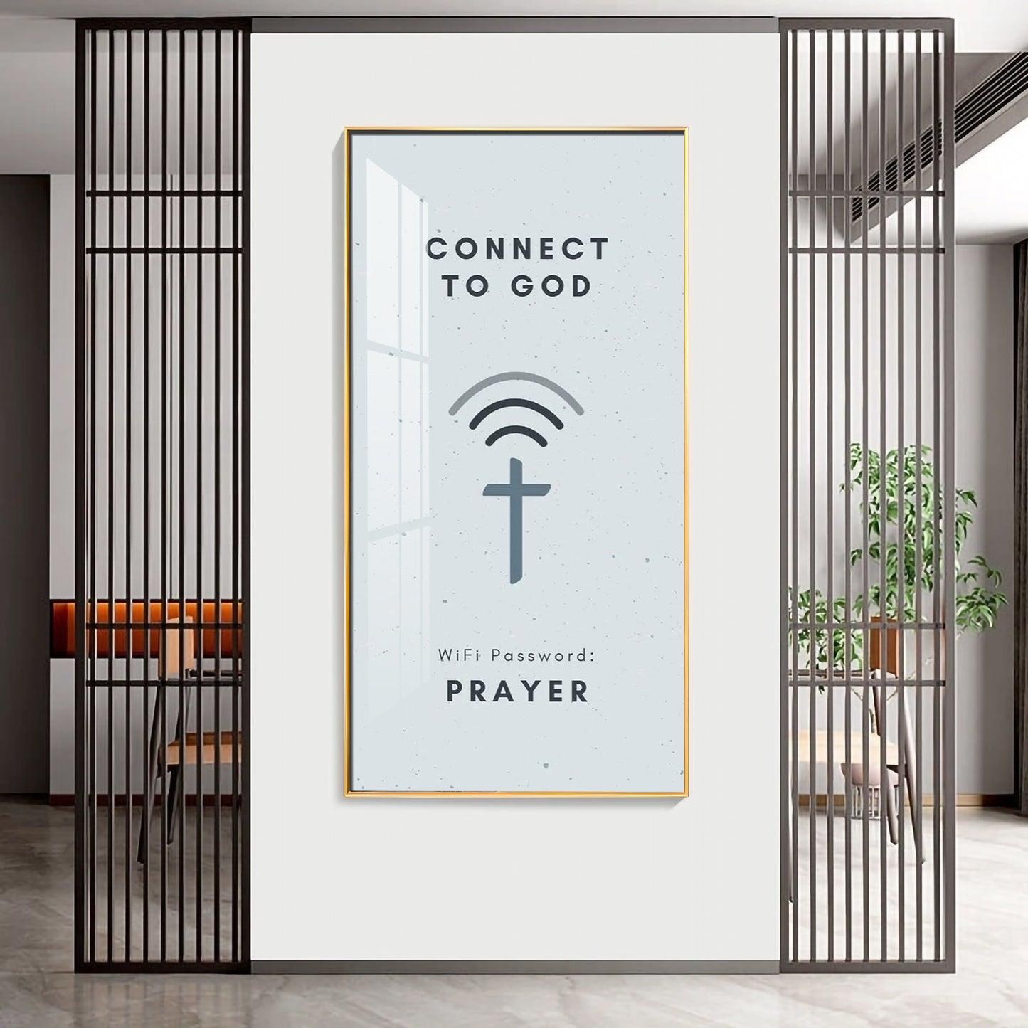 Connect To God Motivational Glass Finish Vertical Wall Art