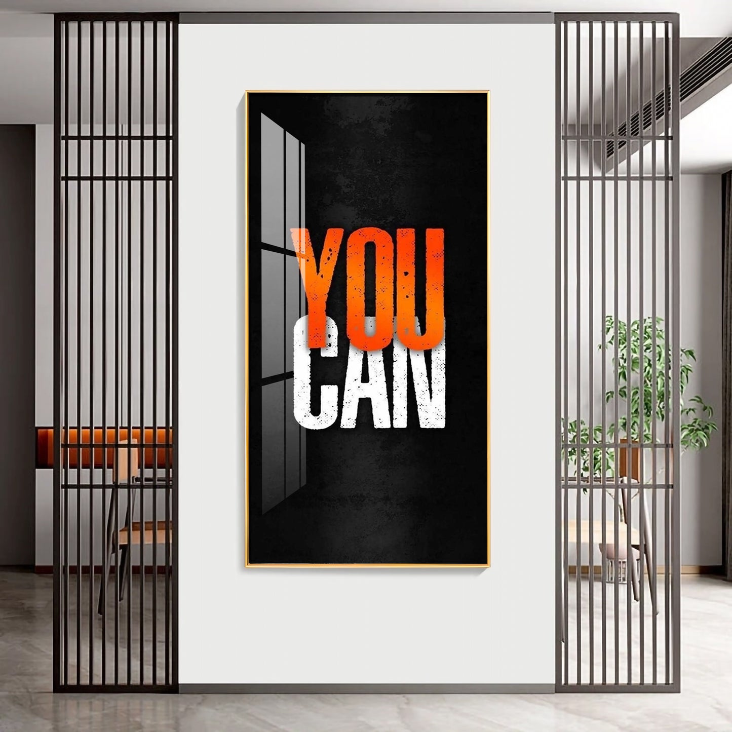 You Can Motivational Glass Finish Vertical Wall Art
