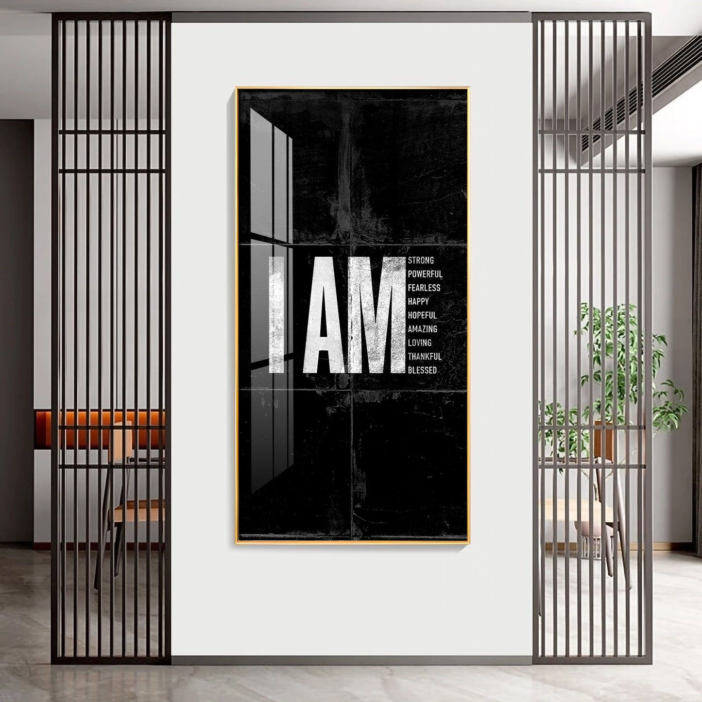 Clean Lines Motivational Glass Finish Vertical Wall Art