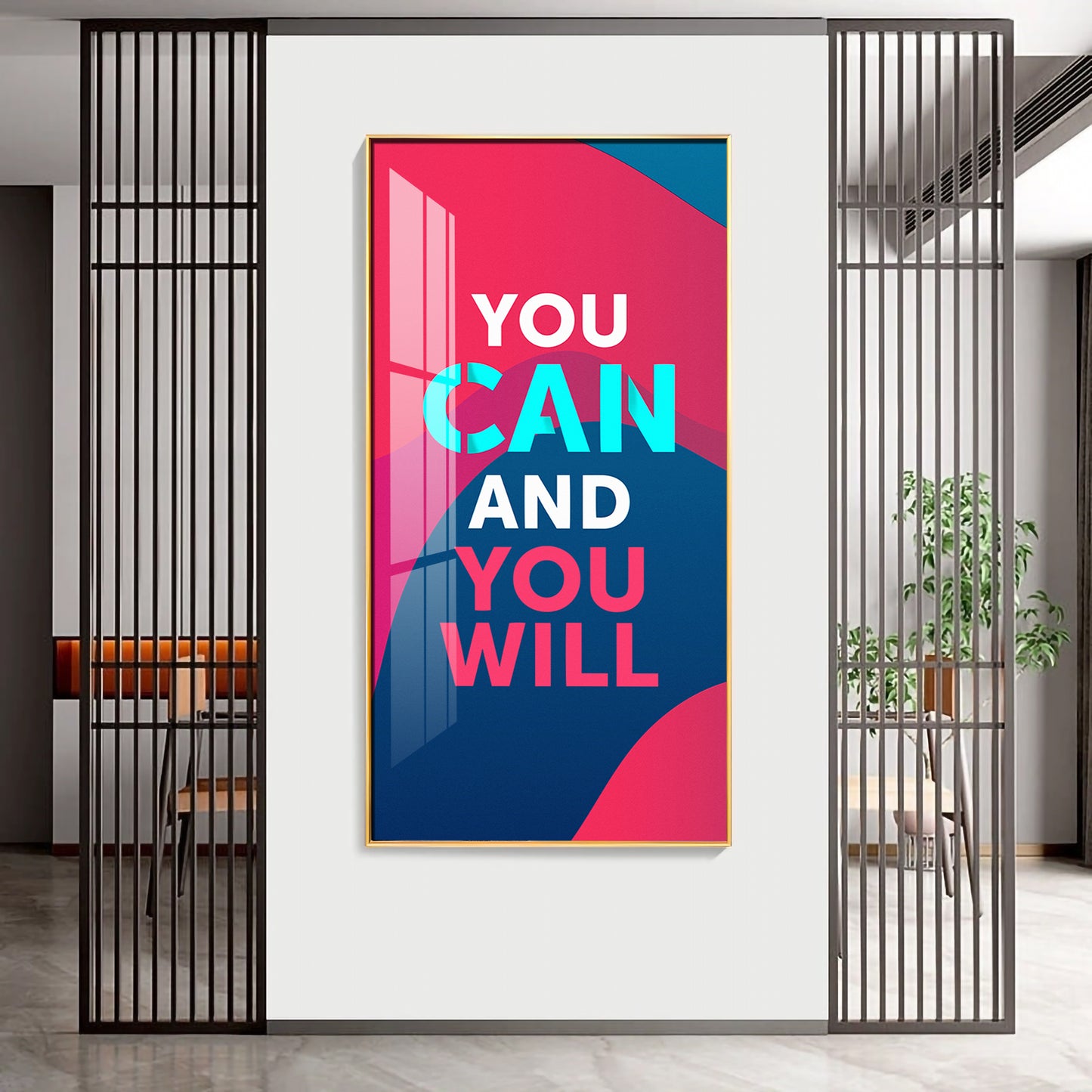 You Can And You Will Motivational Glass Finish Vertical Wall Art