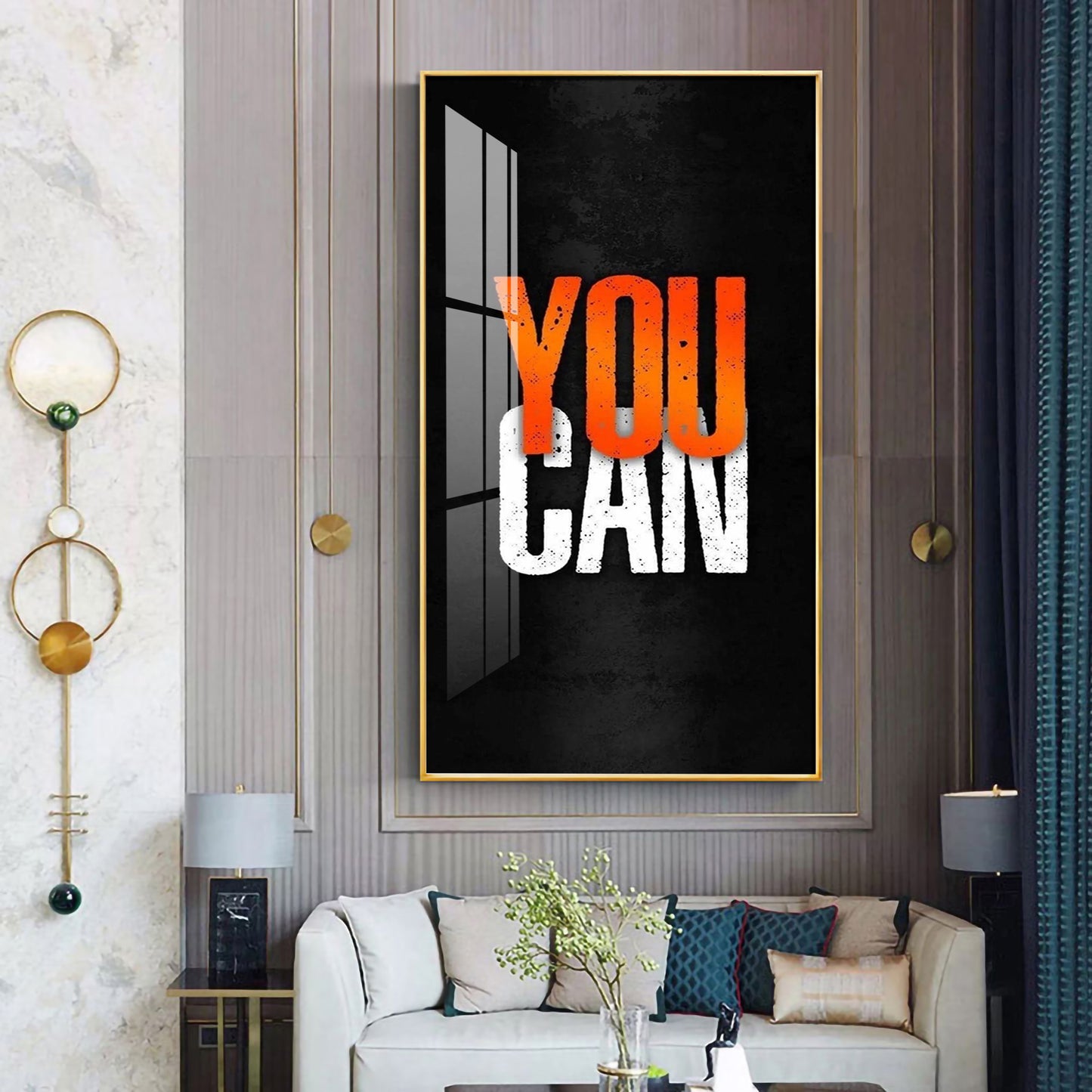 You Can Motivational Glass Finish Vertical Wall Art