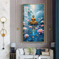Meditating Budha With Lotus Glass Finish Vertical Wall Art