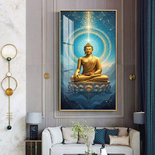 Mastering Concious Energery Budha Glass Finish Vertical Wall Art