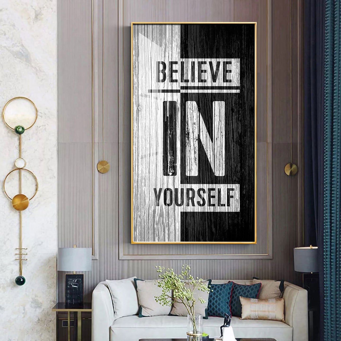 Believe In Yourself Motivational Glass Finish Vertical Wall Art