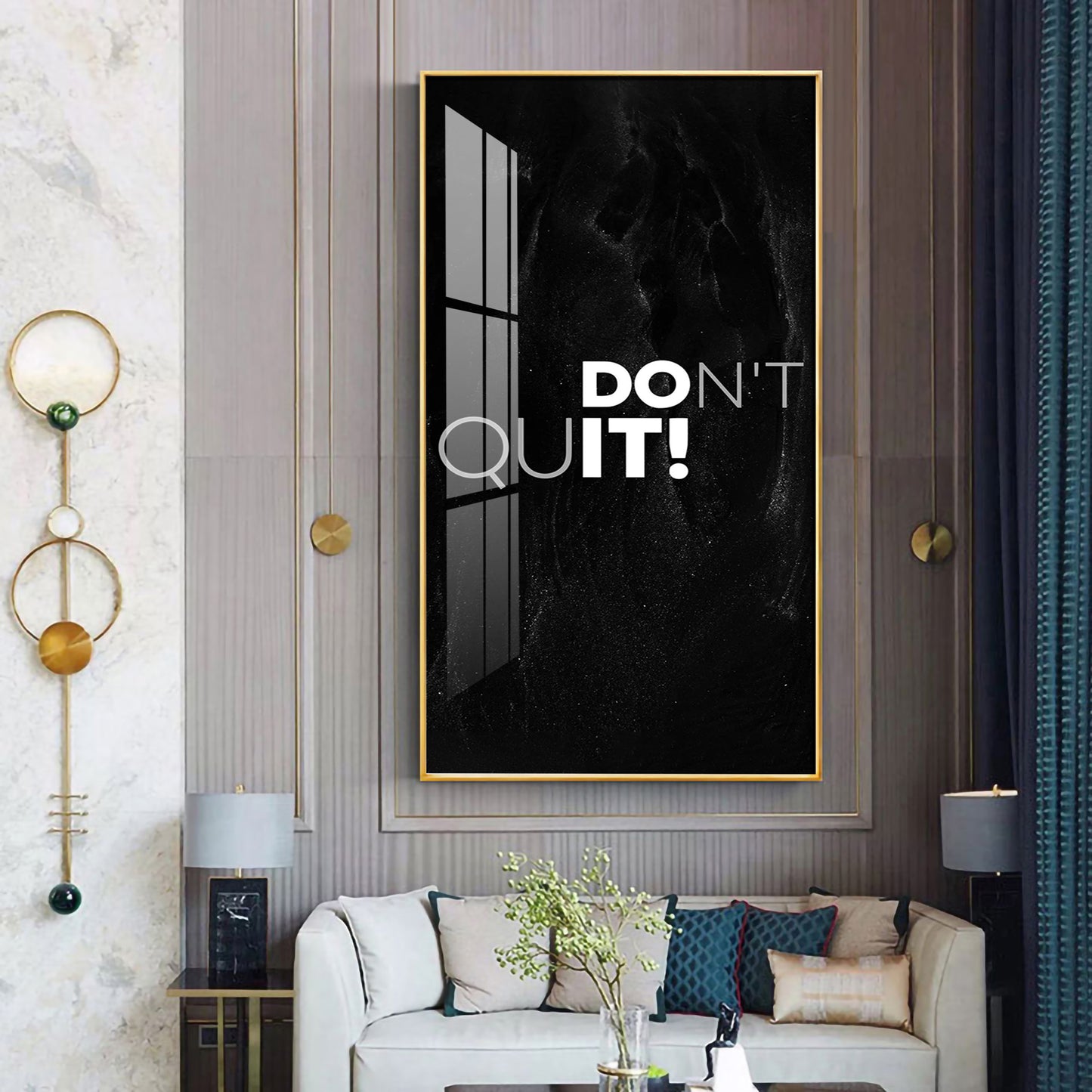 Don't Quit Motivational Glass Finish Vertical Wall Art