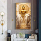 Meditating Budha With Alpha Elephant Glass Finish Vertical Wall Art