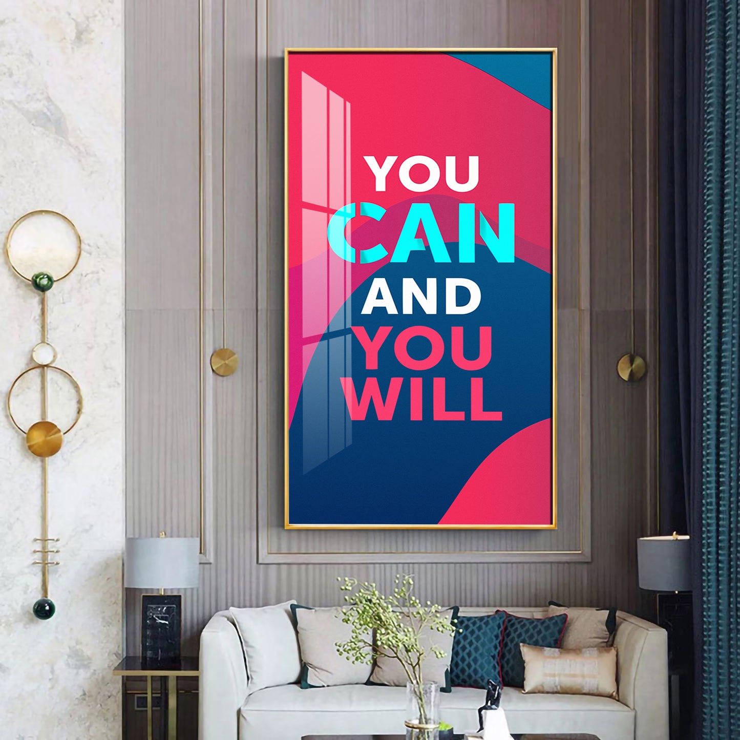 You Can And You Will Motivational Glass Finish Vertical Wall Art