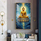 Calm Buddha In River Glass Finish Vertical Wall Art