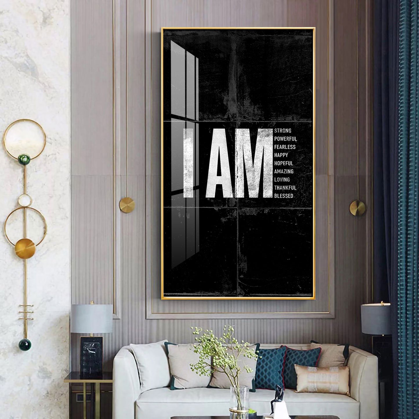 Clean Lines Motivational Glass Finish Vertical Wall Art