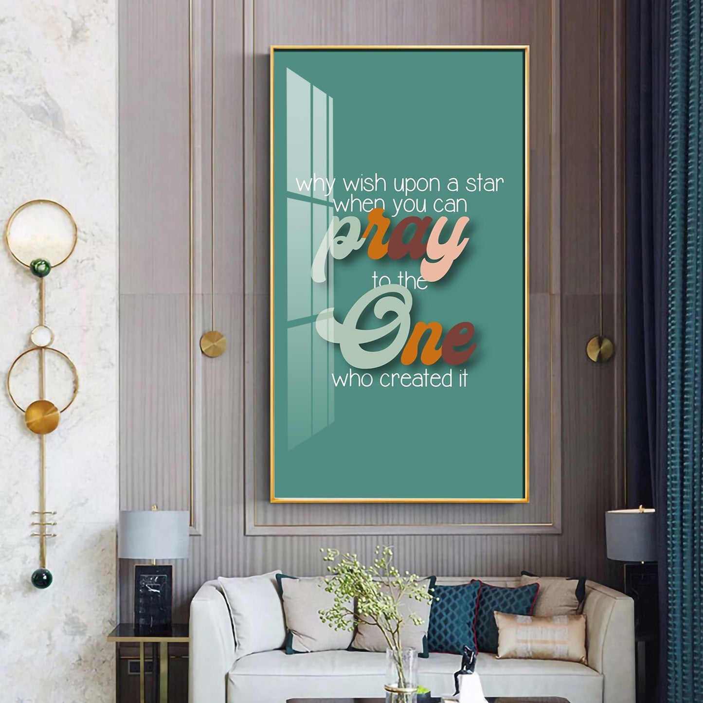 Pray To The One Motivational Glass Finish Vertical Wall Art